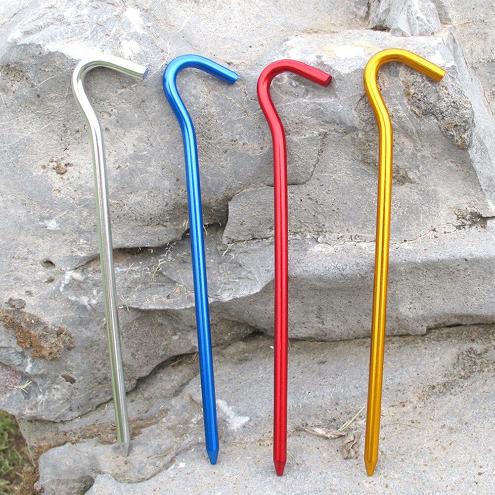 Cheap Goat Tents 10pcs Awning Canopy Tent Nails 18cm Outdoor Aluminium Alloy Nails for Camping Awning Canopy Garden Stakes with Hooks   